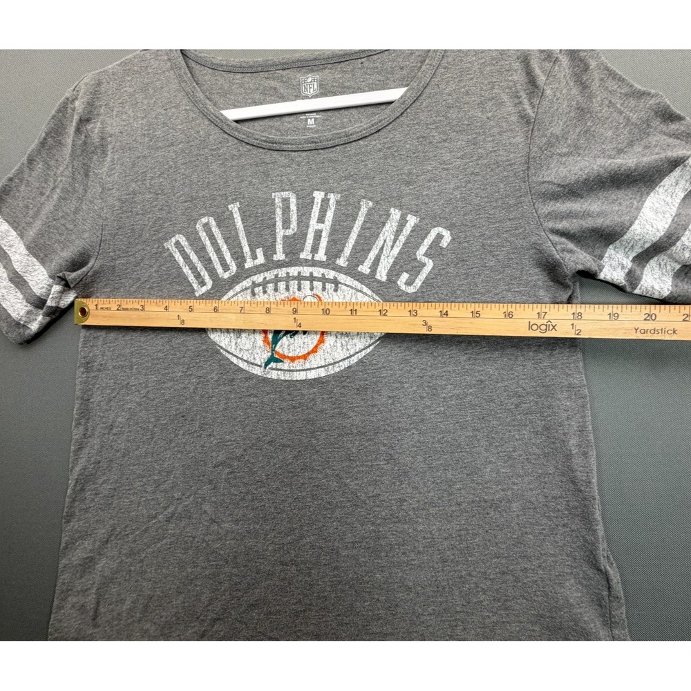 NFL Miami Dolphins T Shirt Heather Gray Distressed Football Tee | Women's Medium - Picture 6 of 8